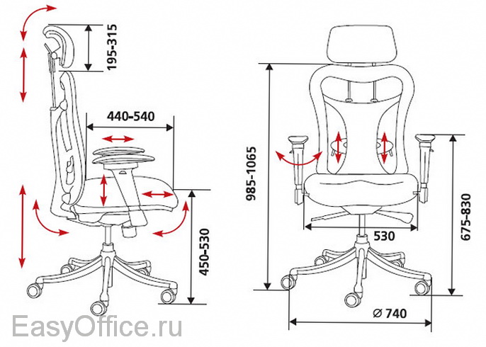 Кресло для руководителя CH-999ASX размеры