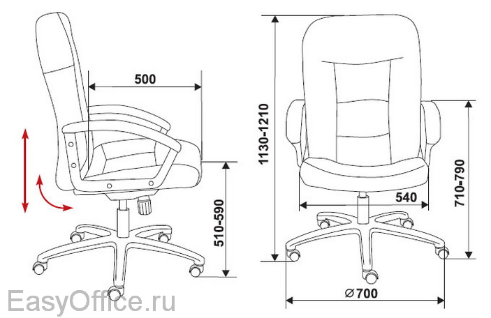 Кресло для руководителя T-9908AXSN-AB размеры
