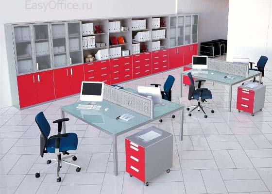 Дизайн офиса Quadra Evolution ярко красного цвета