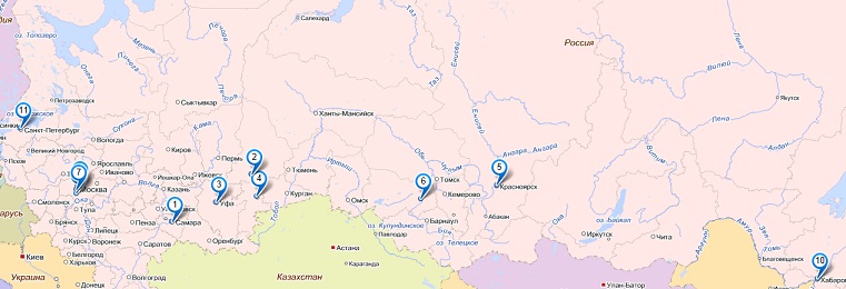 Карта офисной мебели России