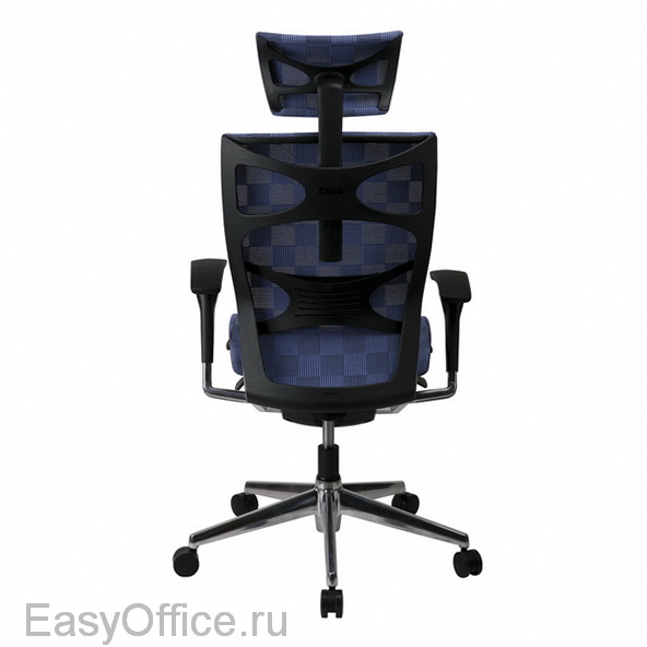 Кресло для руководителя LUX  811 ткань голубая вид сзади