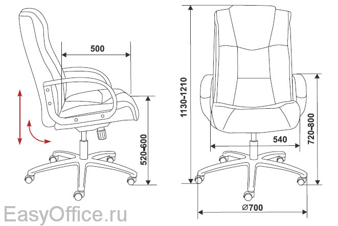 Кресло для руководителя CH-992AXL размеры